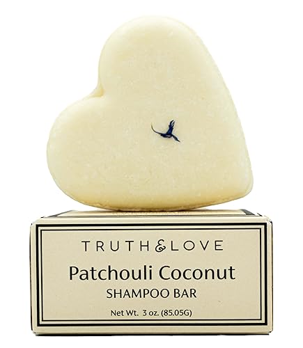 Miniatura 1 de Truth & Love Beauty Barra de champú de coco de pachulí para cabello seco dañado, sostenible, sin plástico, ecológico, libre de crueldad,