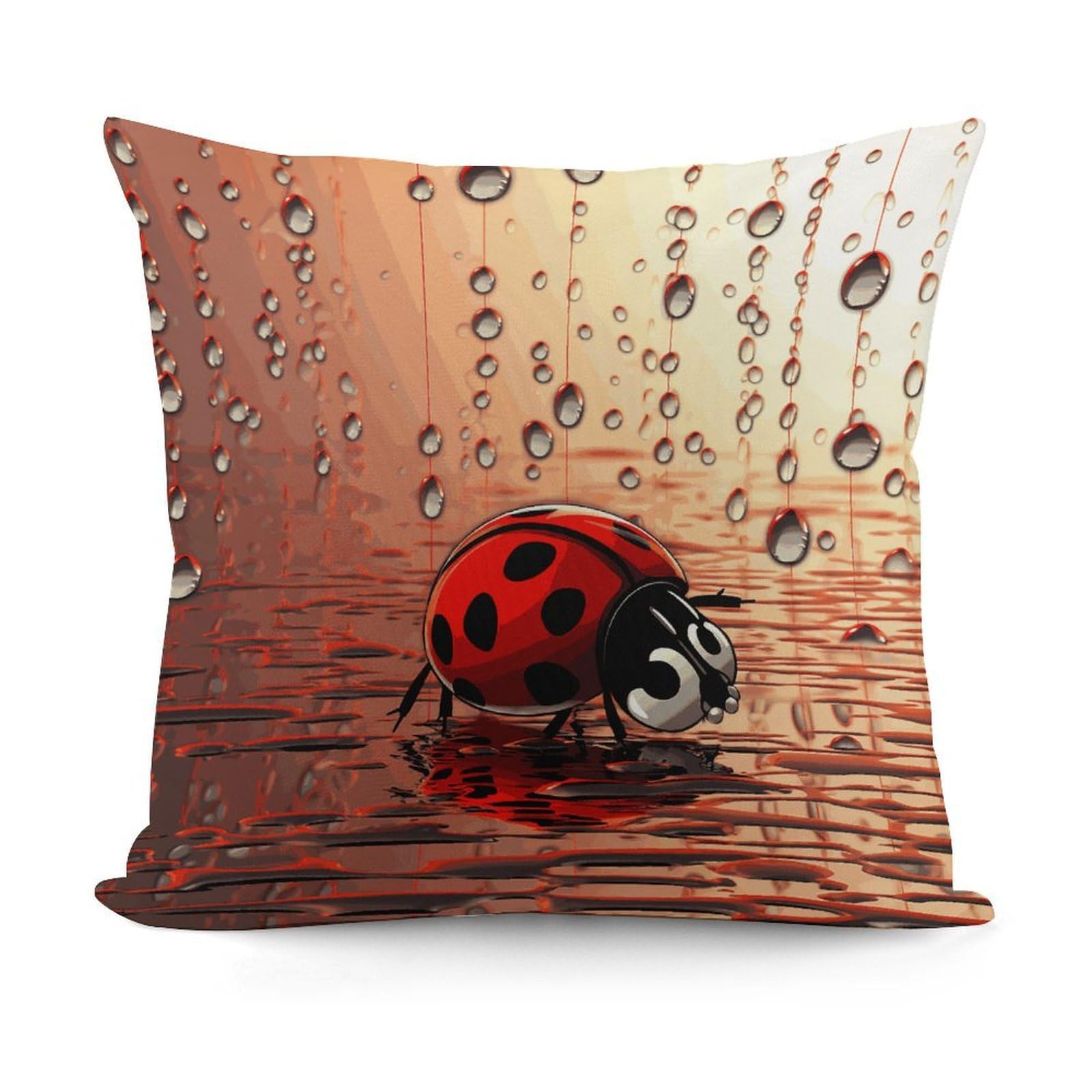 VstaDank Art Ladybug Tracks Throw Pillow Covers 18x18 Inch Soft Couch Home Decor Cushion Cover Comfortable Plush Square Cushion Case Farmhouse Decorative Pillowcase for Living Couch