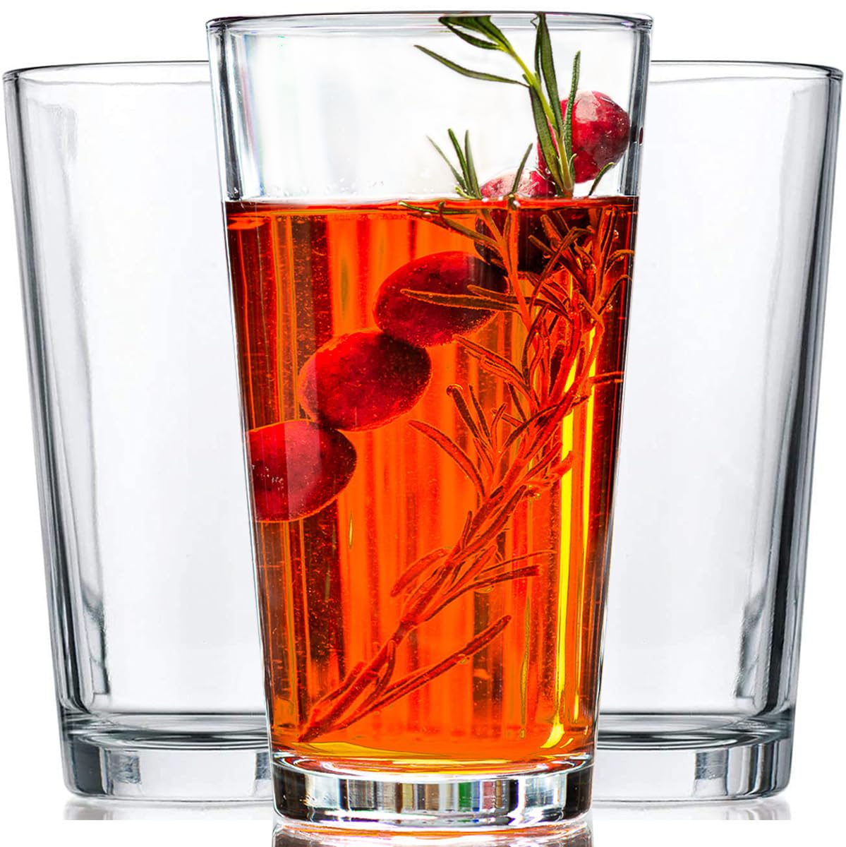 Le'raze 10pc Stackable Drinking Glasses, 16oz Clear Glass Cup Glassware Set