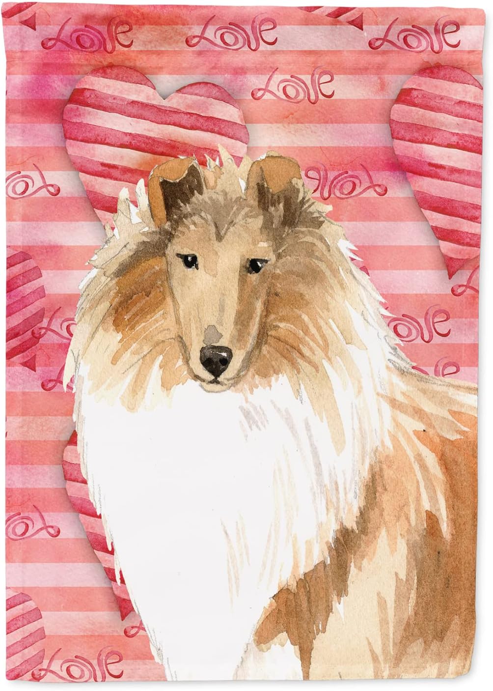 Caroline's Treasures CK1756CHF Love a Rough Collie House Flag Large Porch Sleeve Pole Decorative Outside Yard Banner Artwork Wall Hanging, Polyester, House Size, Multicolor