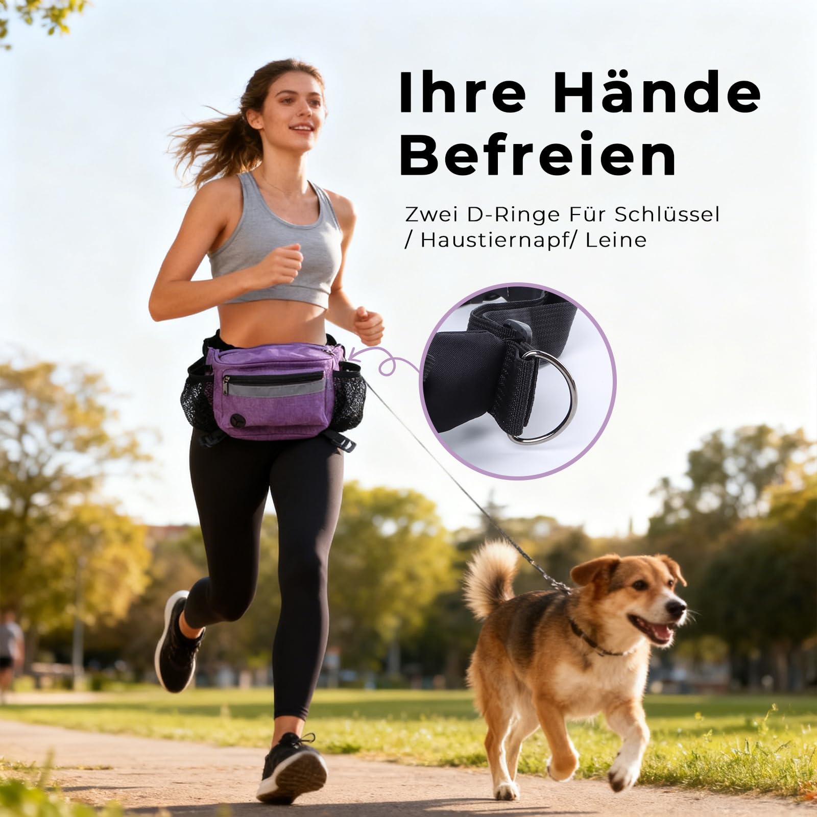 FIVAVA Borsa Multifunzione per Cani, Borsa per Cani – Marsupio per Accessori per Cani, Dispenser di Sacchetti e Robusta Sacca per Cani (Viola)