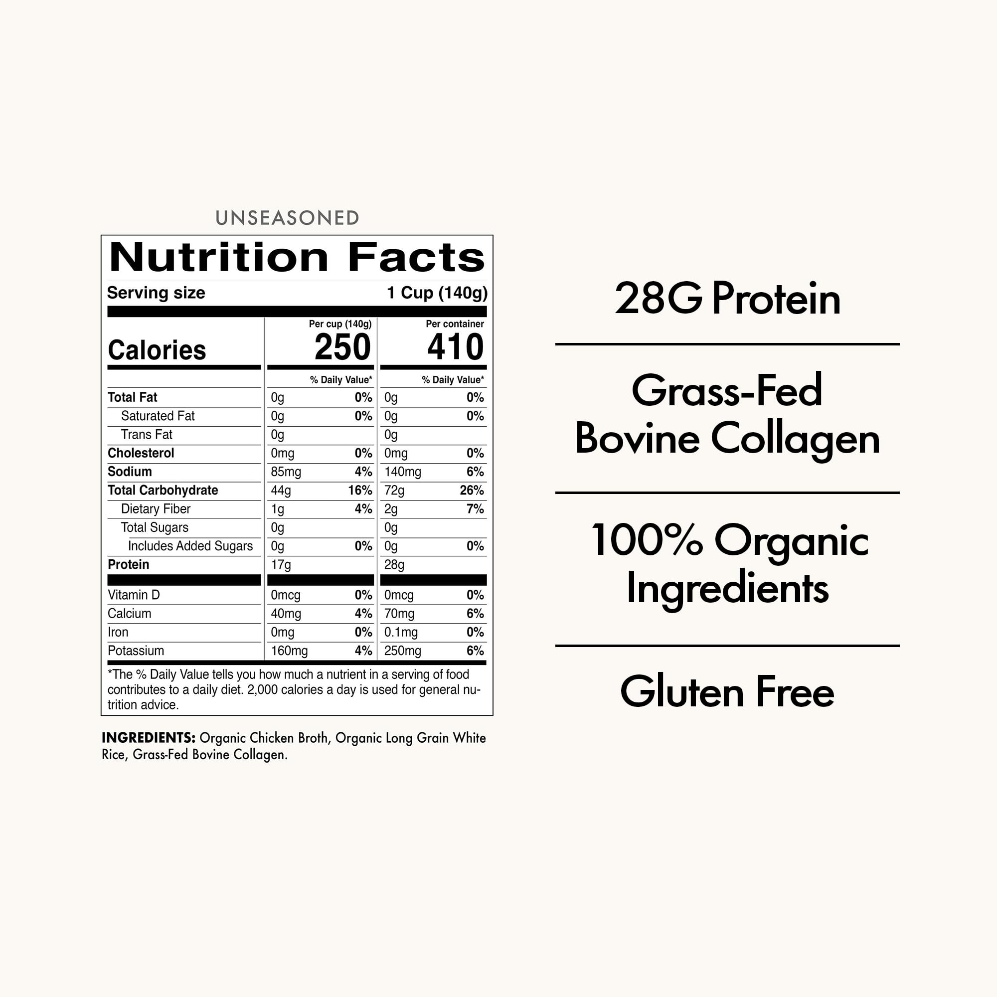 Batch – Organic Protein Rice with Collagen – 28g Protein per Bag, Ready in 90 Seconds, Microwavable Long-Grain White Rice, Grass-Fed Bovine Collagen, Gluten-Free, Made in USA – Mix and Match (2 Pack)