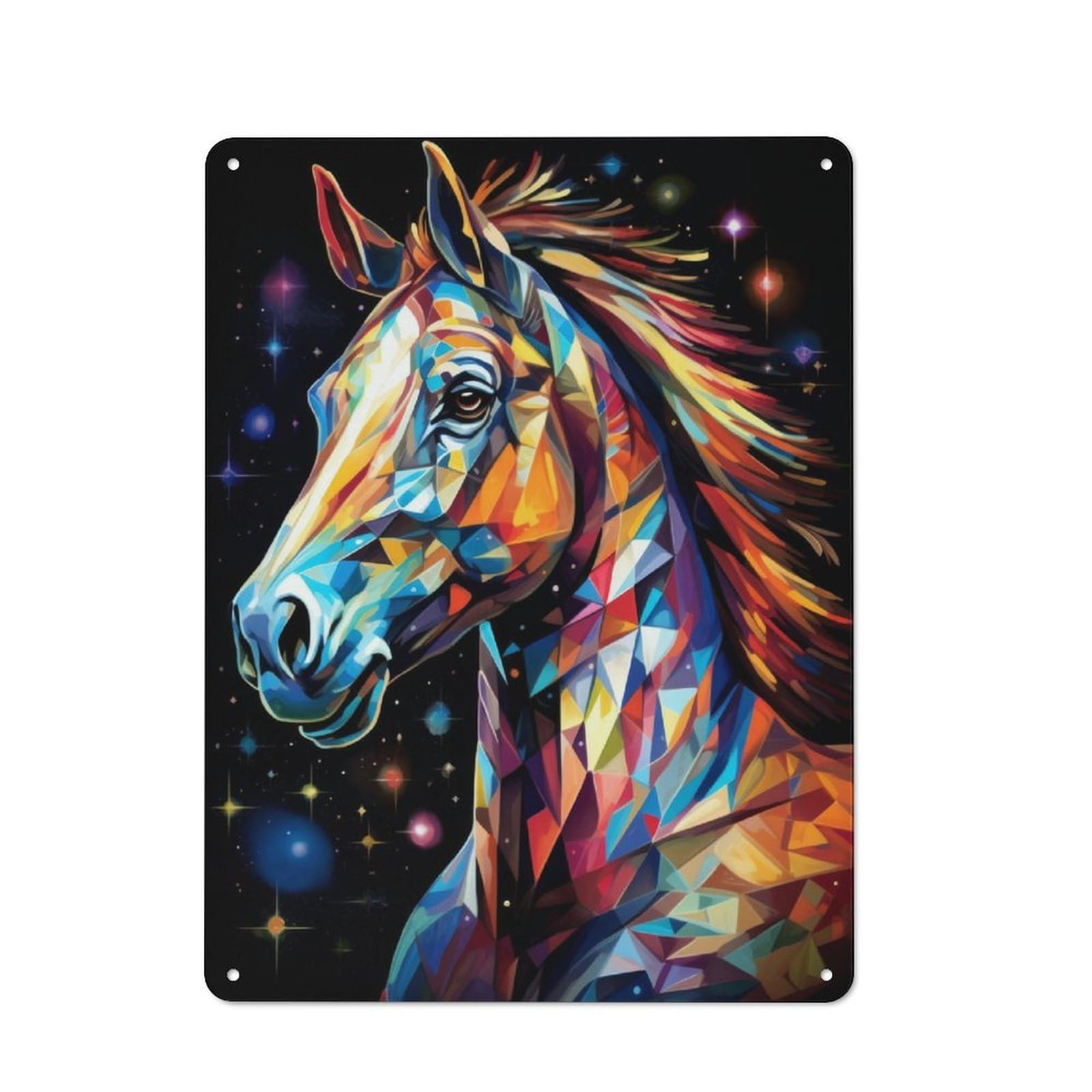Junmoney Geometric Horse Retro-Style Tin Sign 40X30cm For Dining Room Or Kitchen, For Kitchen Wall Decor Lovers
