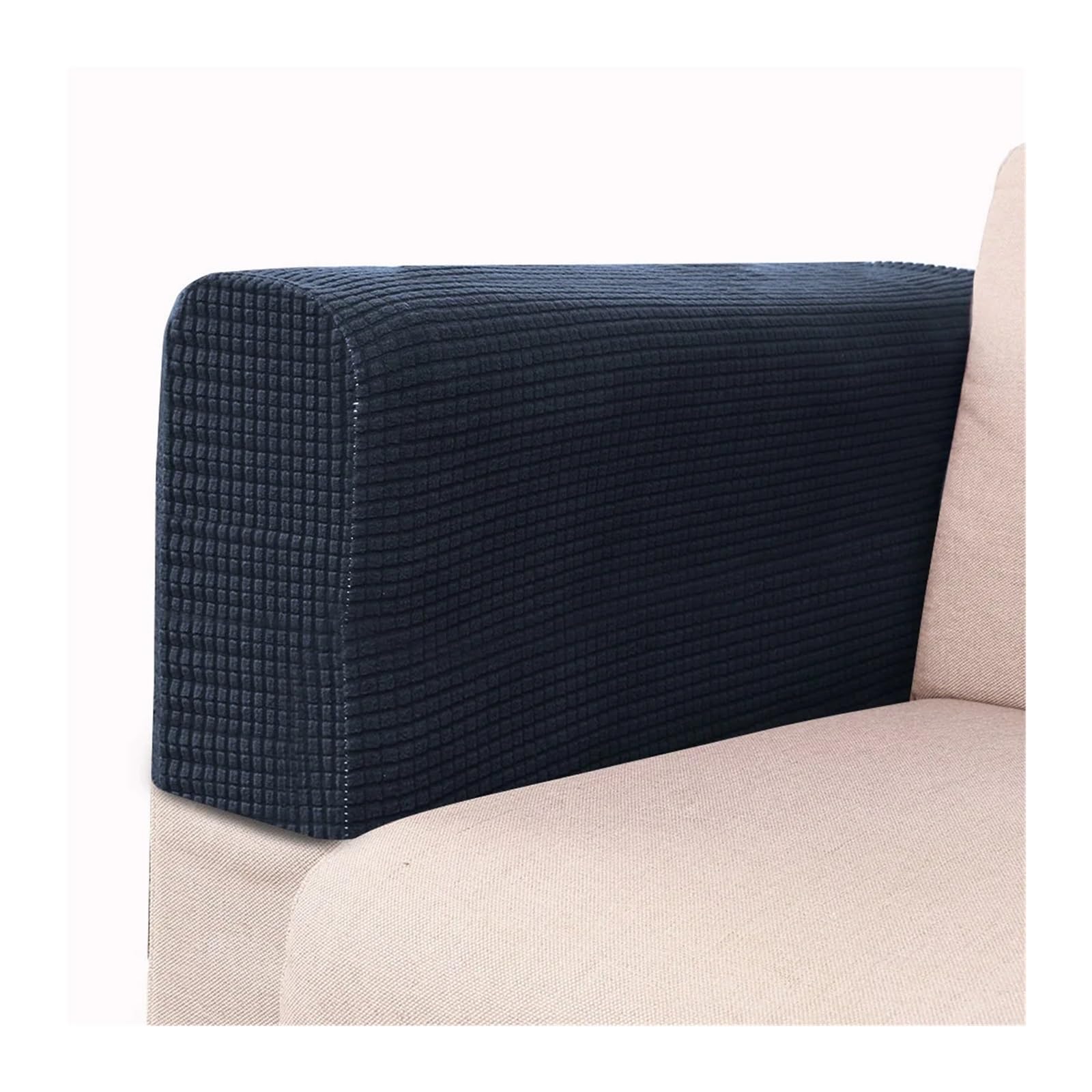 SFOIKVG Arm Covers 2pcs/set Shake Fleece Solid Color Elastic Dustproof Sofa Armrest Glove Decoration for Sofa Chair(Dark blue)