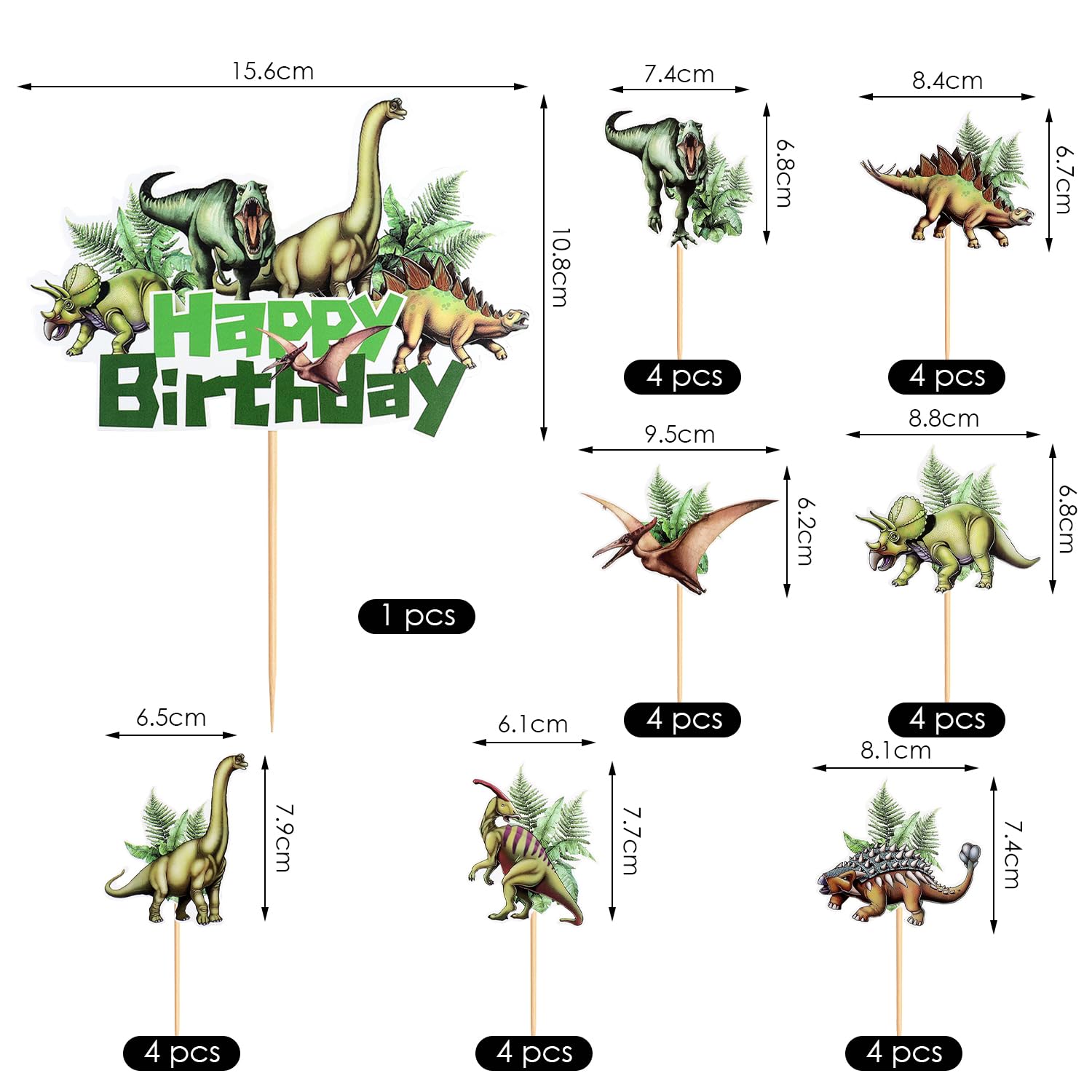 MXGHWG 32 Pieces Of Dinosaur Placards, Forest Dinosaur Cake Decoration, Dessert Top Plug-In - Image 2