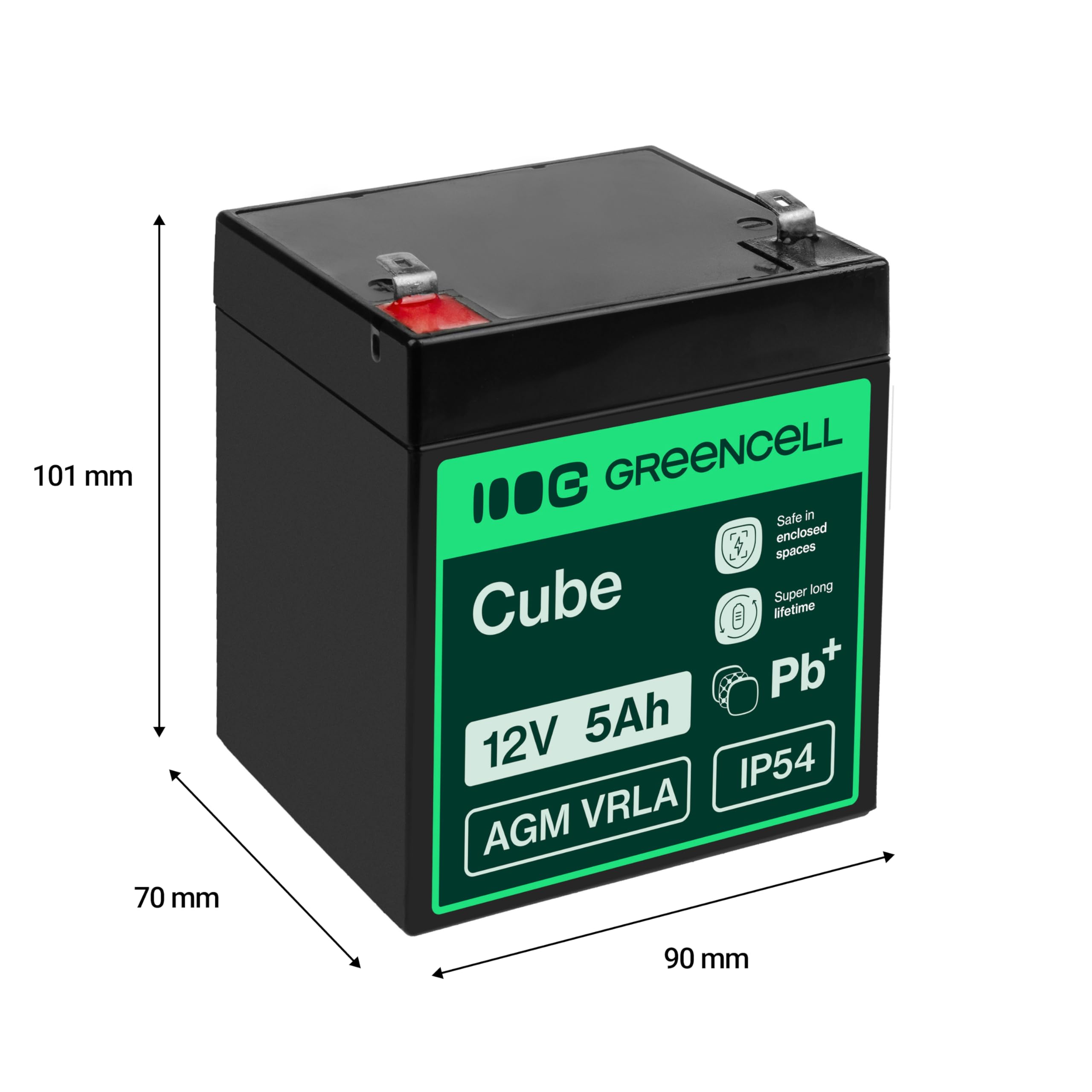 Green Cell Batteria AGM 12V 5Ah ricaricabile sigillata VRLA | Per UPS, allarmi, giocattoli elettrici, impianti solari, scooter, backup e uso ciclico senza manutenzione