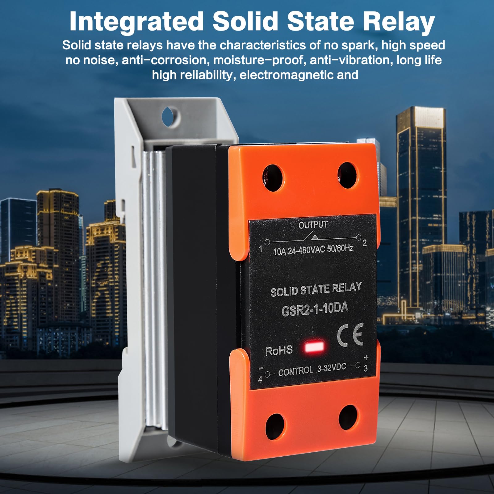 Rele Solid State 12V 220V Piccolo relè a stato solido monofase SSR DC 3-32V AC 24-480V GSR2-1-10DA (con dissipatore di calore).
