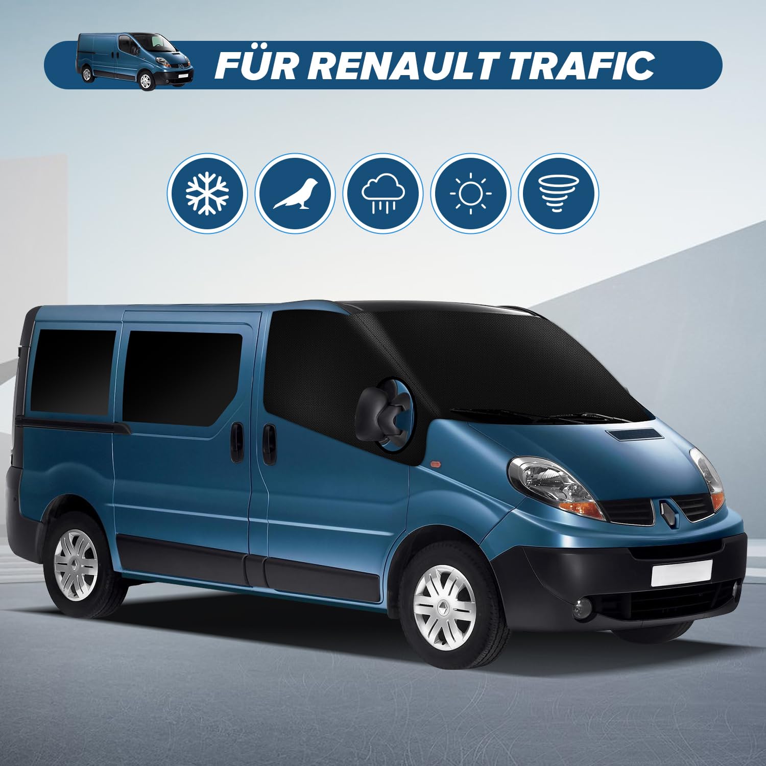 Housse de pare-brise de voiture 600D imperméable pour Renault Trafic 2001-2014, tapis thermique, occultant, anti-UV, gel, glace, poussière, pour Opel Vivaro