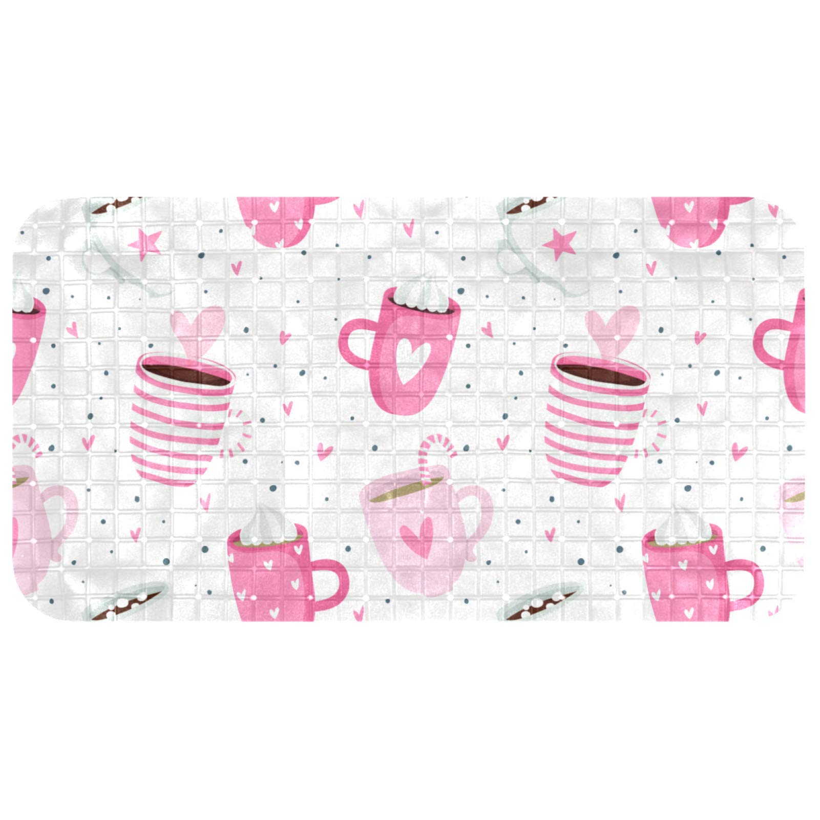 Tapis de bain PVC Bennigiry anti-glisse motif rose romantique