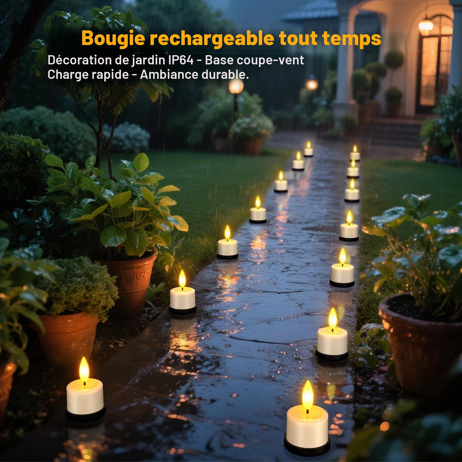 Yme 12 Bougie Chauffe Plat LED Rechargeable avec Station de Recharge Magnétique, Fausse Bougies à LED Flamme Vacillante Bougie Decorative Electrique avec Télécommande pour Deco Noel Maison Chambre