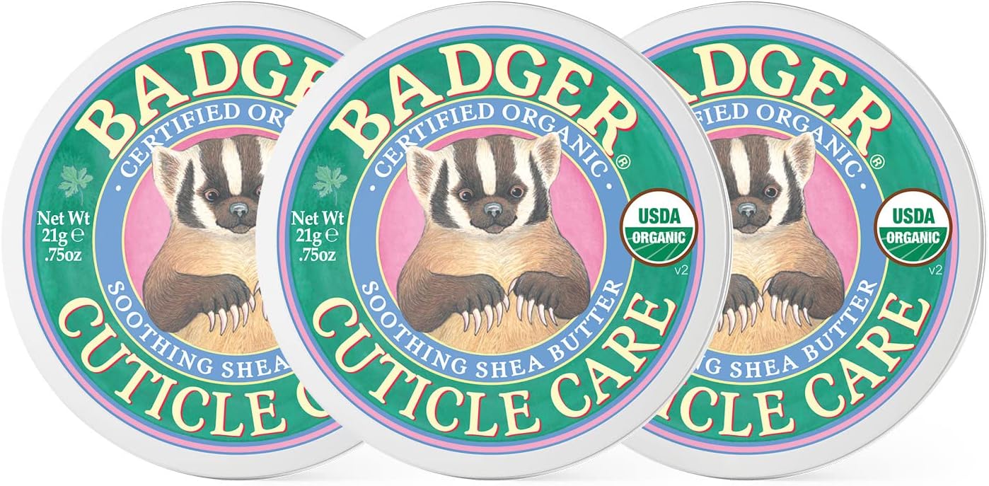 Cuticle Cream, Deep Hydration for Dry, Cracked Cuticles & Hangnails, 100% Organic Cuticle Balm with Rich Shea Butter for Strong, Healthy Nails, Non-Greasy Cuticle Oil, .75oz Tin, 3-Pack