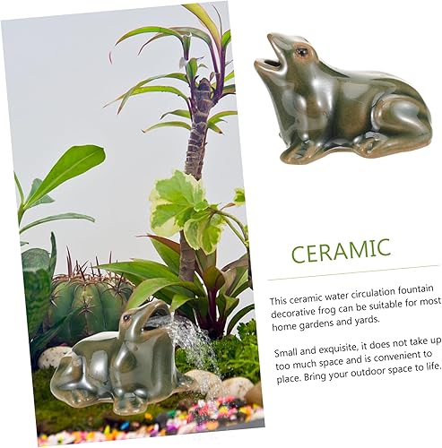 Miniatura 5 de MERRYHAPY Rana de cascada para exteriores, adornos de paisaje de oficina, estatua de otoño para abrir, accesorios para decorar figuras de rana en