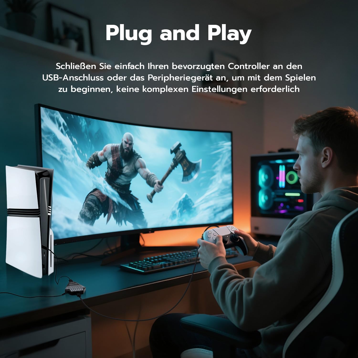 Mcbazel Besavior P5 Mate Pro USB Adapter für PS5/PRO/Slim, PS5-Gaming-Konverter, Kabelloses Zubehör, Unterstützt Verschiedene Spielperipheriegeräte/Geringe Latenz/Plug and Pla
