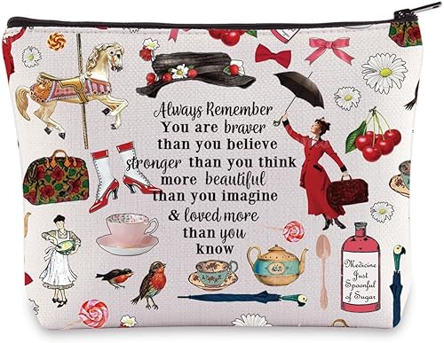 LEVLO Bolsa de maquillaje para cosméticos de Mary Movie Mary Fans Gift You Are Braver Stronger Smarter Than You Think - Bolsa de maquillaje con