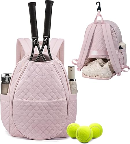 Miniatura 11 de Sucipi Bolsas de tenis para mujeres, Mochila bolsa acolchada para raqueta de tenis para raqueta de tenis, palas de pickleball, bádminton Verde