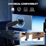 Single Monitor Arm, Monitor Mount for 17-32 inch Screens Gas Spring Adjustable Monitor Stand, Vesa Mount with Clamp and Grommet Aluminum Base - Fits 4.4 to 22lbs LCD Computer Monitors AX09DB01