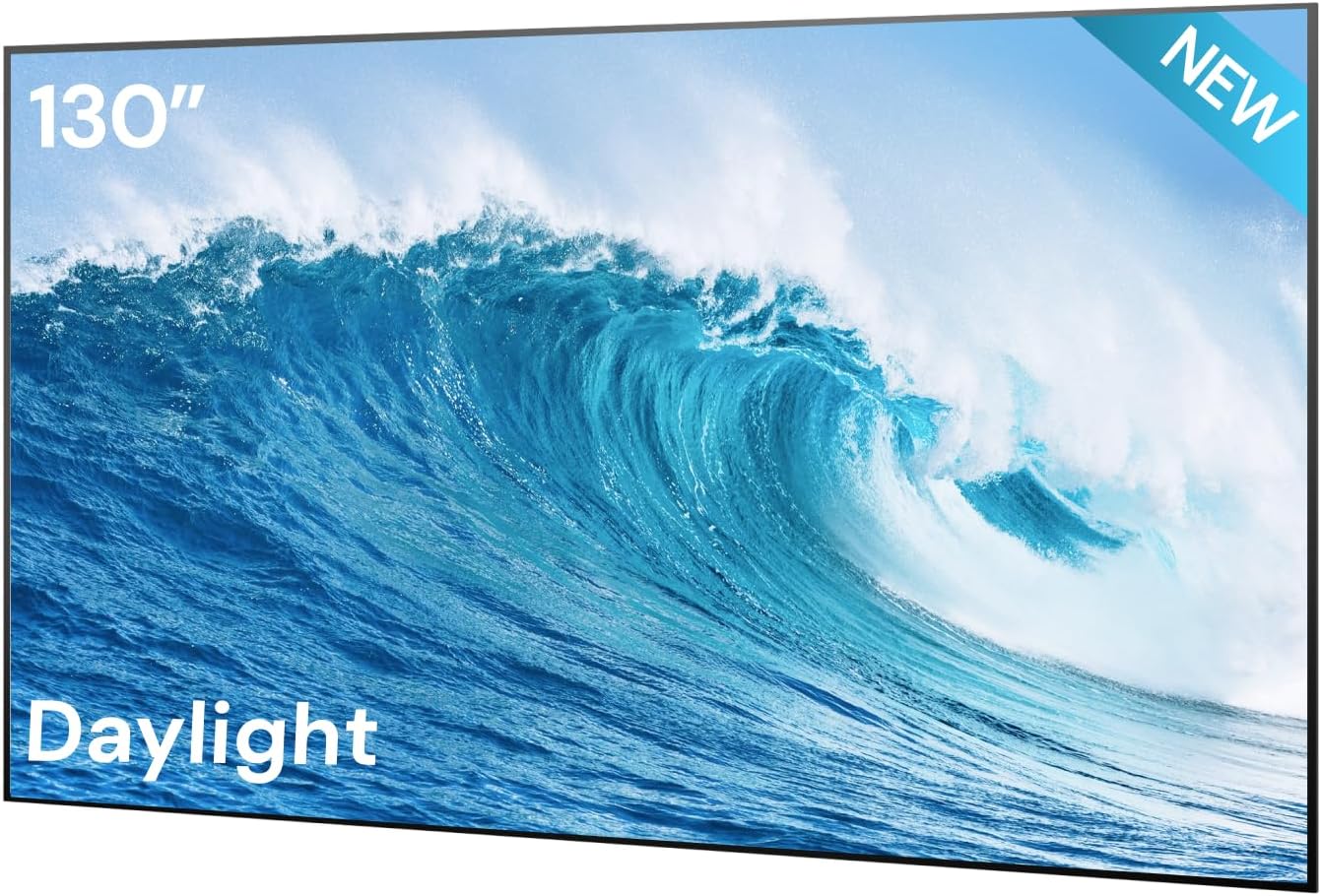 AWOL VISION 130" Projector Screen for Ultra Short Throw Projector, 90% Ambient Light Rejecting New Gen Fresnel Fixed Frame ALR Screen for Day Light use, 1.5 Peak Gain, Active 3D, 4K/8K UHD