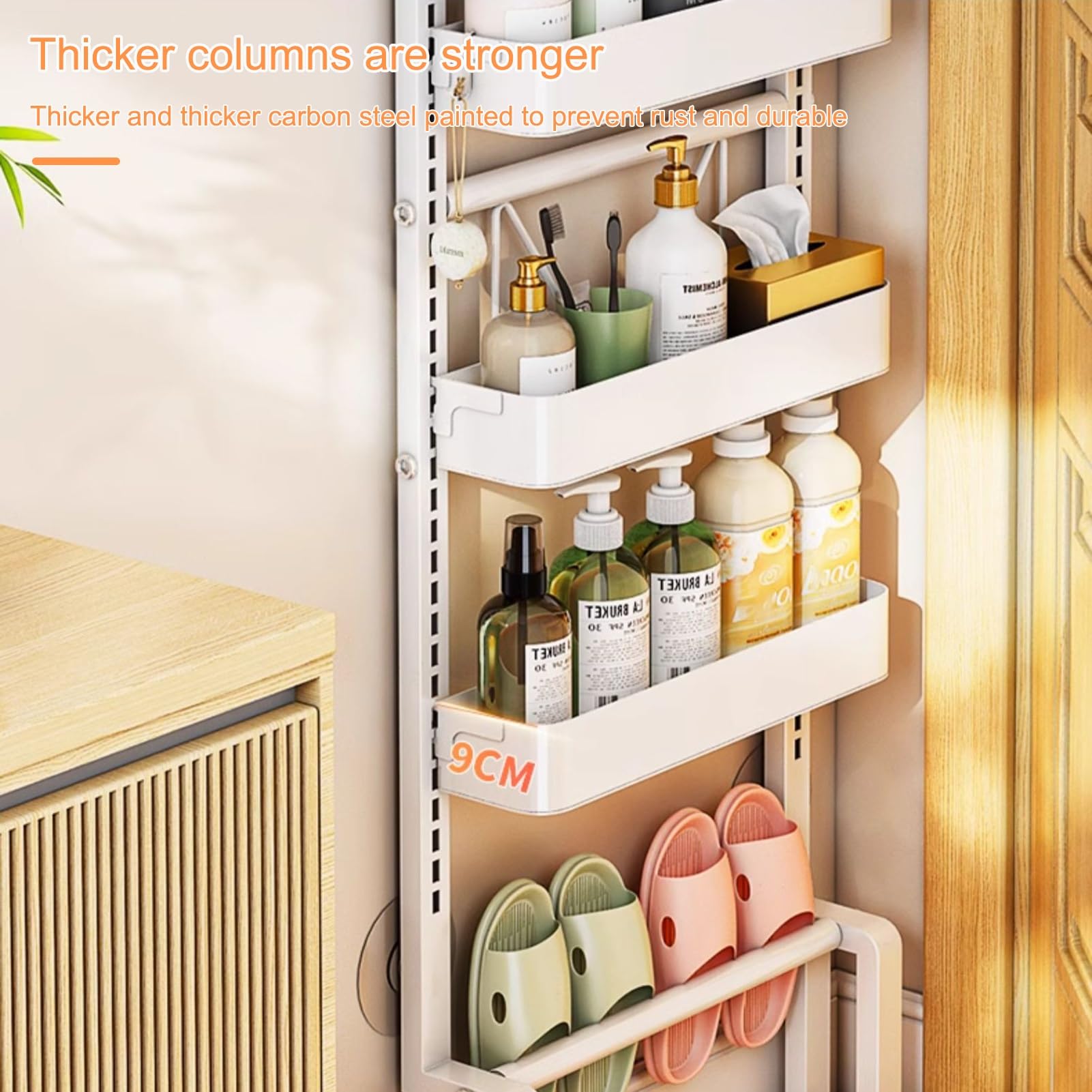 Lagerregal mit 7 Ebenen, Rutschfestes Stabiles Bad Badregal, Offene Ablagen, Industrie-Design, Aufbewahrungsregal für Wohnzimmer, Büro, Schlafzimmer, Arbeitszimmer(55*10*160cm/22*4*63in)