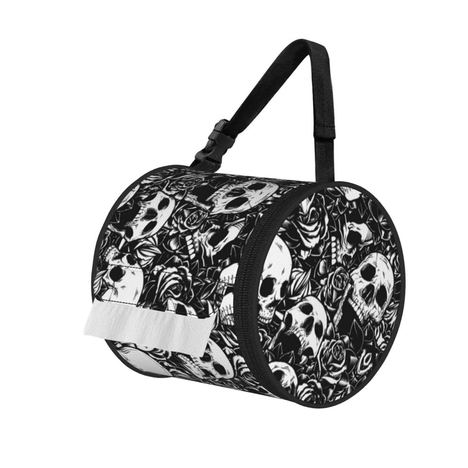 Skull Print Fashion Tissues Organizer Box, Hanging Tissue Holder For Purse Coins For Car Office Daily Outing