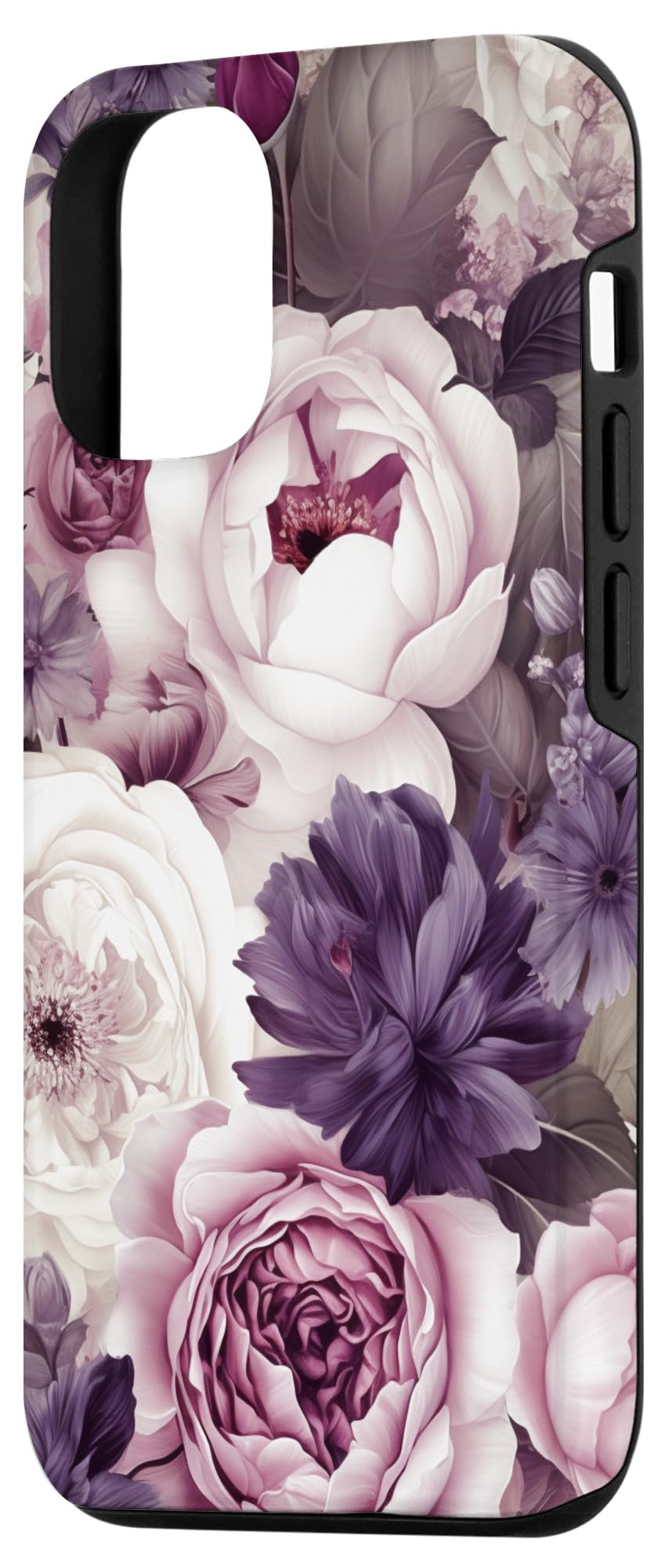 Elegant Blush Pink And Purple Vintage Floral Rose And Peony Case for iPhone 15 - Image 2