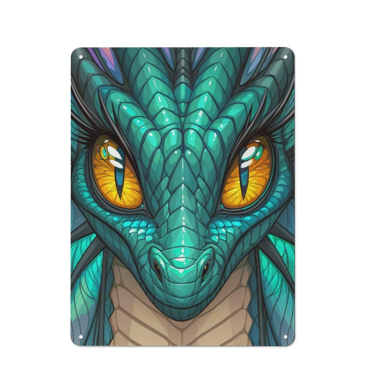 Junmoney Stained Pretty Dragon Tin Sign 40X30cm With For Café Or Home Bar, Rustic Decor, For Vintage Wall Decor Fans, For Metal Sign Collectors