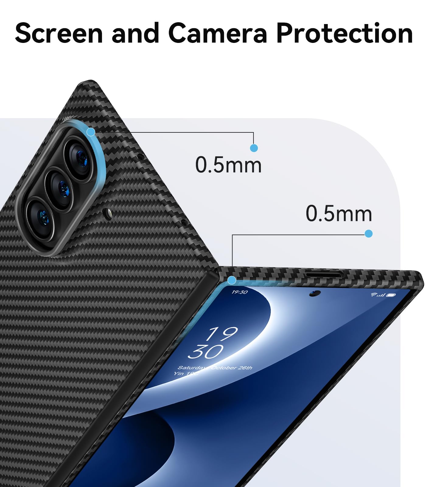 memumi Carbon Hülle für Galaxy Z Fold 8 Ultra, 0.5 mm Superdünn Handyhülle | Schutzhülle aus echter Aramidfaser mit Fallschutz für Galaxy Z Fold 8 Ultra (2026)