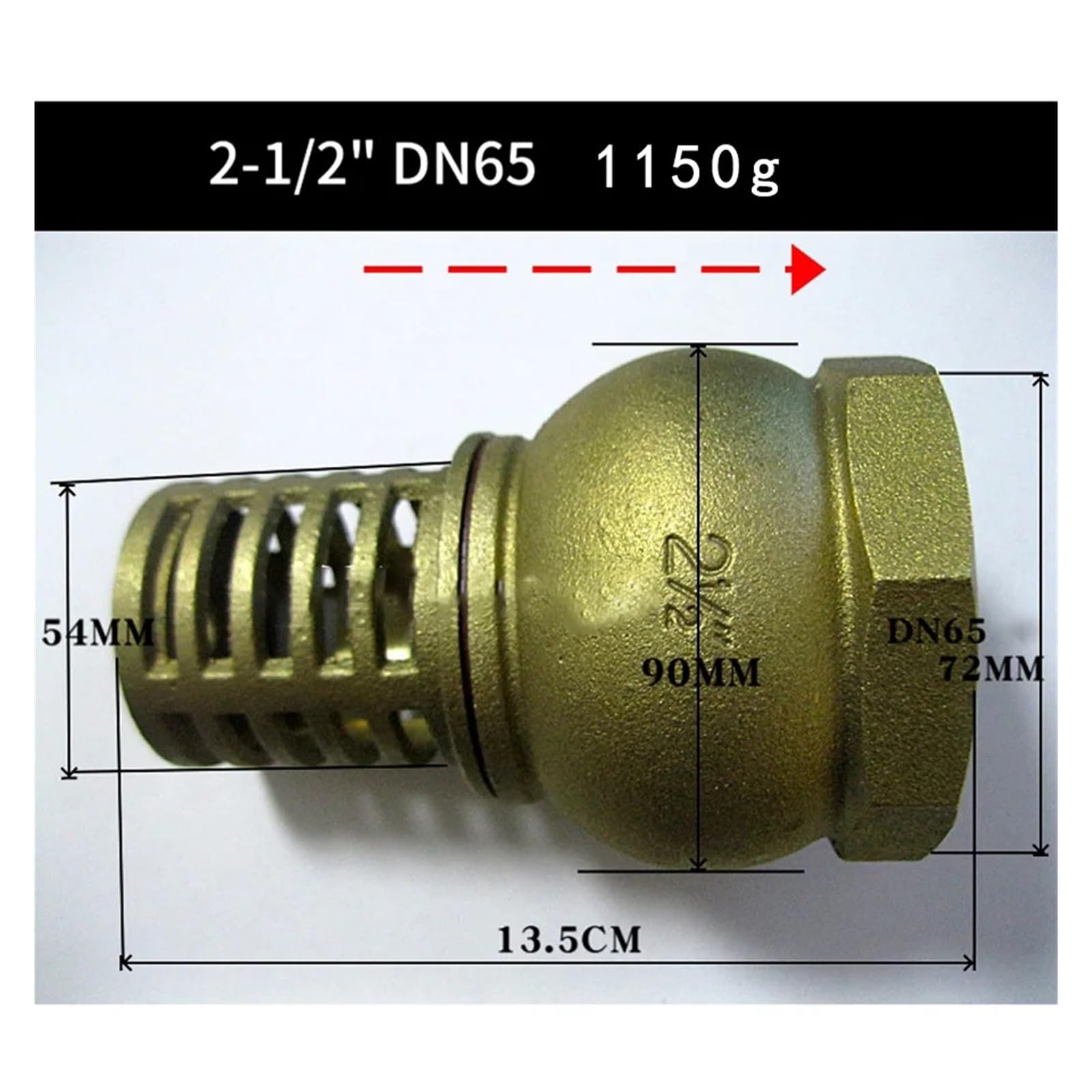 1PCS 2 "2-1/2" BSPP Filettatura Femmina Valvola di Ritegno In Ottone Valvola di Ritegno for la Pompa Dell'acqua Pompa Olio di Fondo bene Valvola di Ritegno Valvola del Filtro (Size : 2-1/2")