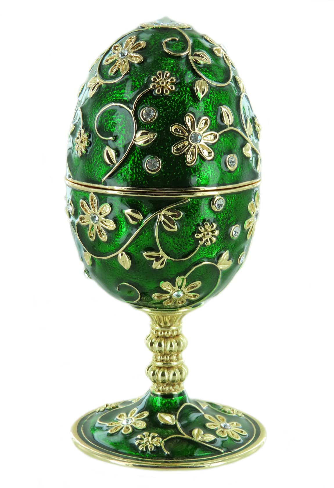 Lutèce Créations Musikalisches Ei/Schmuckei im Fabergé-Stil aus Metall mit Spieluhr, Vergoldungen, Strasssteinen und 18-Ton-Federspielwerk - Blumenwalzer (P. I. Tschaikowski)