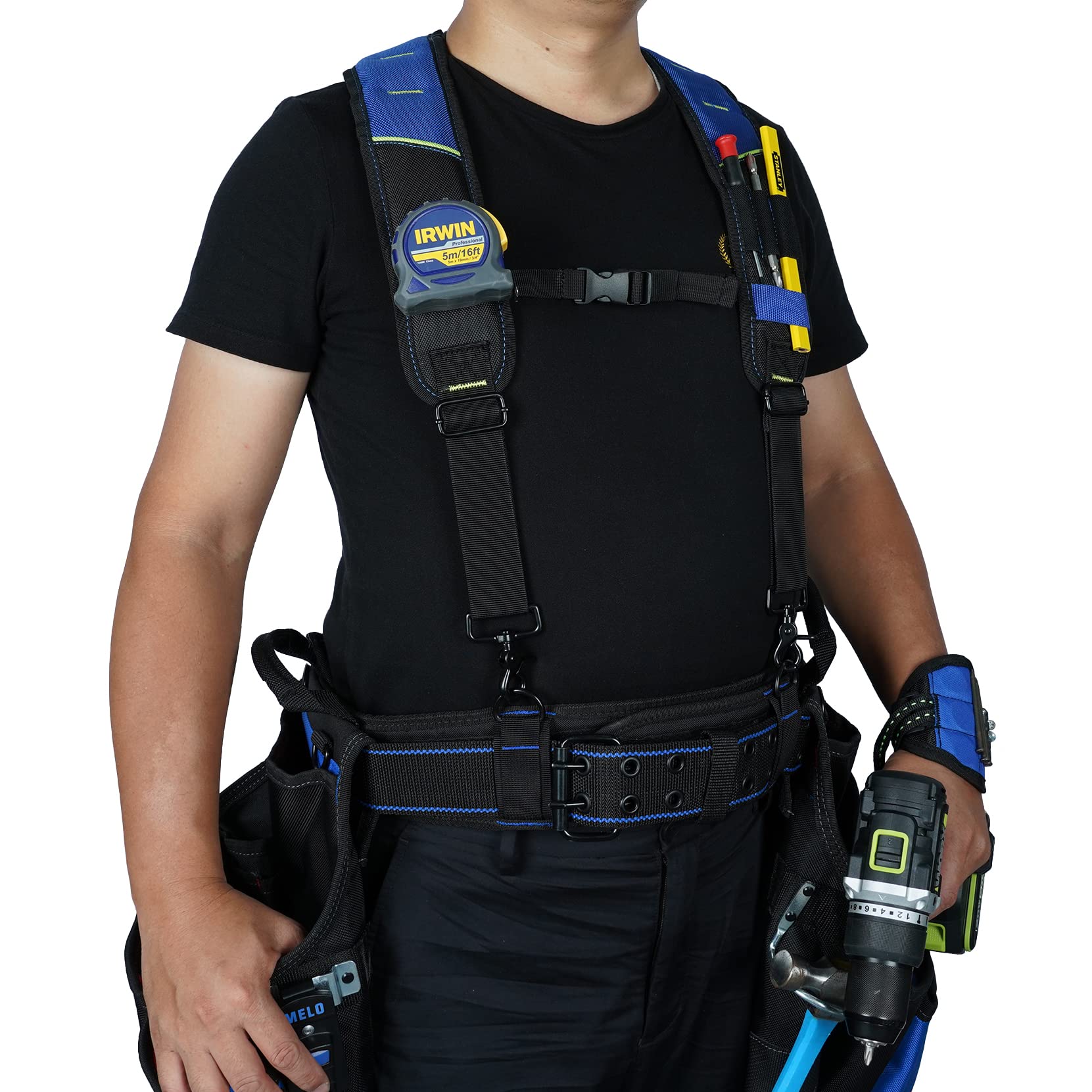 KUNN Magnetic Tool Belt Suspenders Heavy Duty Work Suspender for Construction Electricians Carpenter Framer Tool Belts