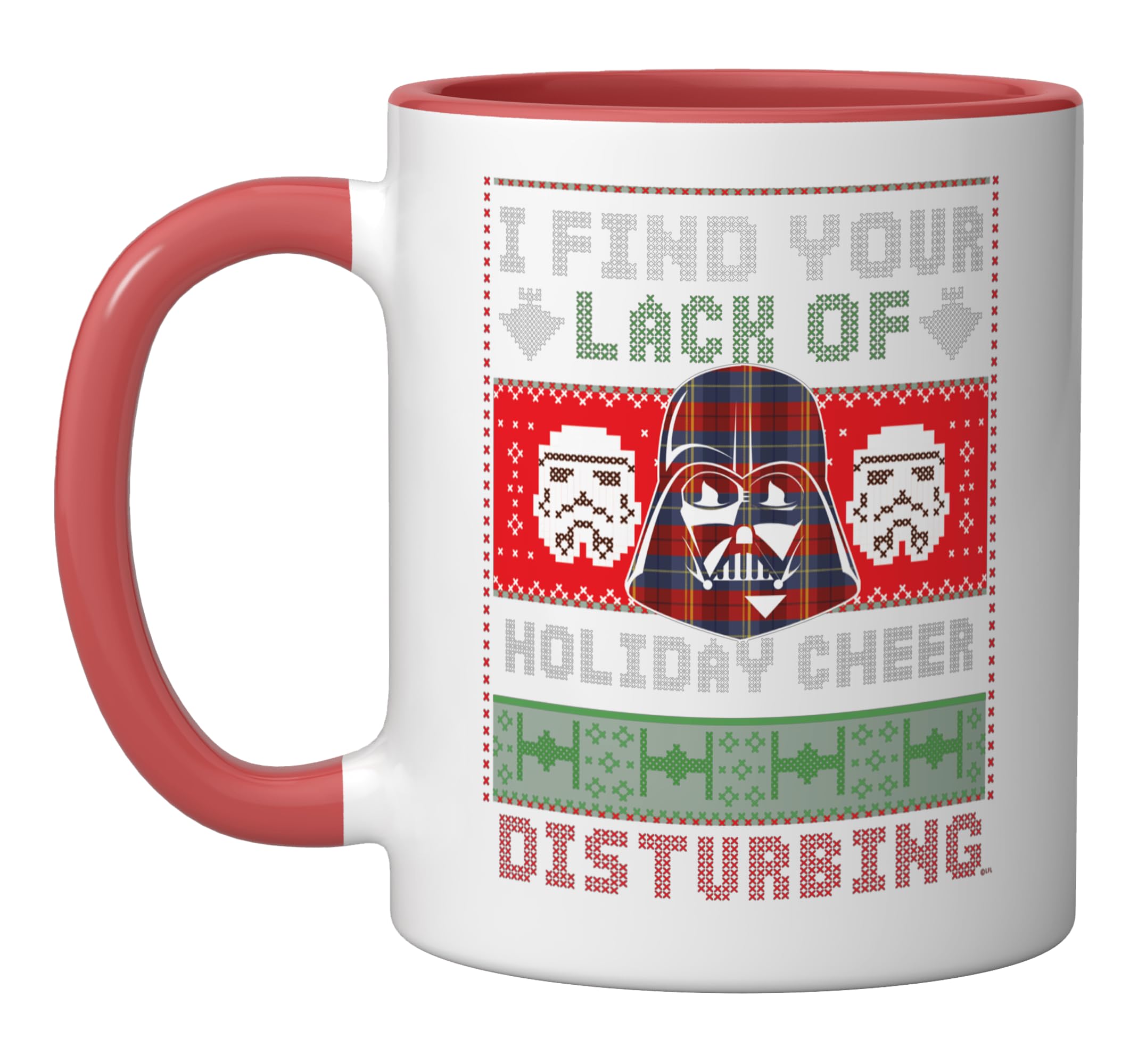 Darth Vader Ugly Christmas Sweater Ceramic Mug, Red/White