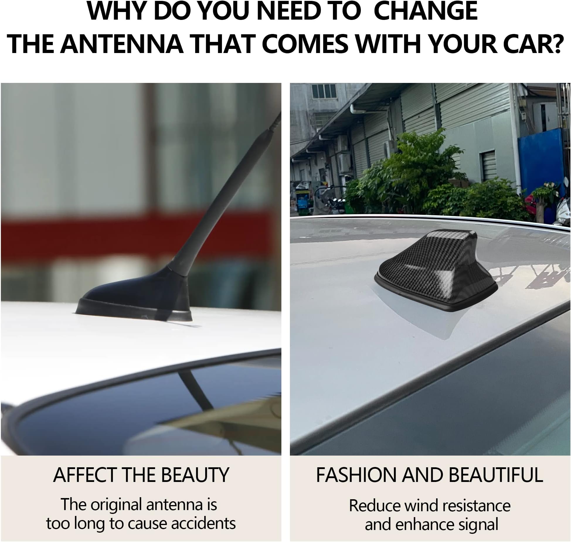 Car Shark Fin Antenna Cover,Roof Aerial Base Antenna Cover Replacement Car Decorations,Shark Fin Antenna Automotive Exterior Accessories(Carbon Fiber)