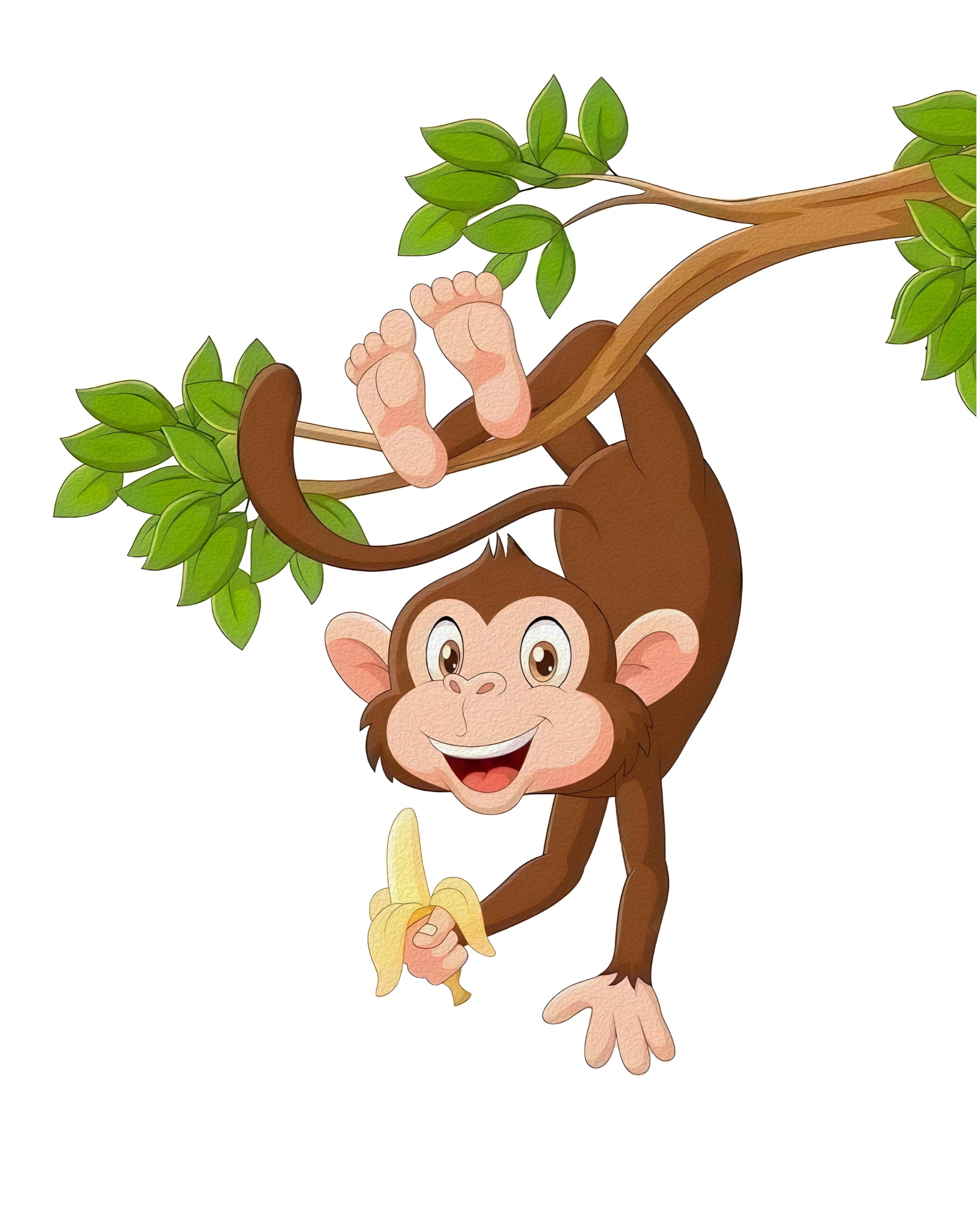 RNG GRAPHICS PVC Vinyl Smiling Monkey Hanging from Tree Branch with Banana,Cartoon Stickers,Kids Wall Stickers for Kids Room,Multicolor,60cm x 66cm,Pack of 1 (B0DF5CHM12) Amazon Price History, Amazon Price Tracker