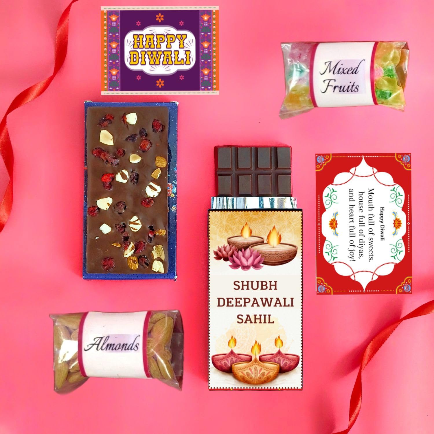 Expelite Diwali Crackers Chocolate Gift Anar Bomb Assorted Almonds, Butter Scotch, Cranberry Flavor for kids family & friends (Pack of 30)