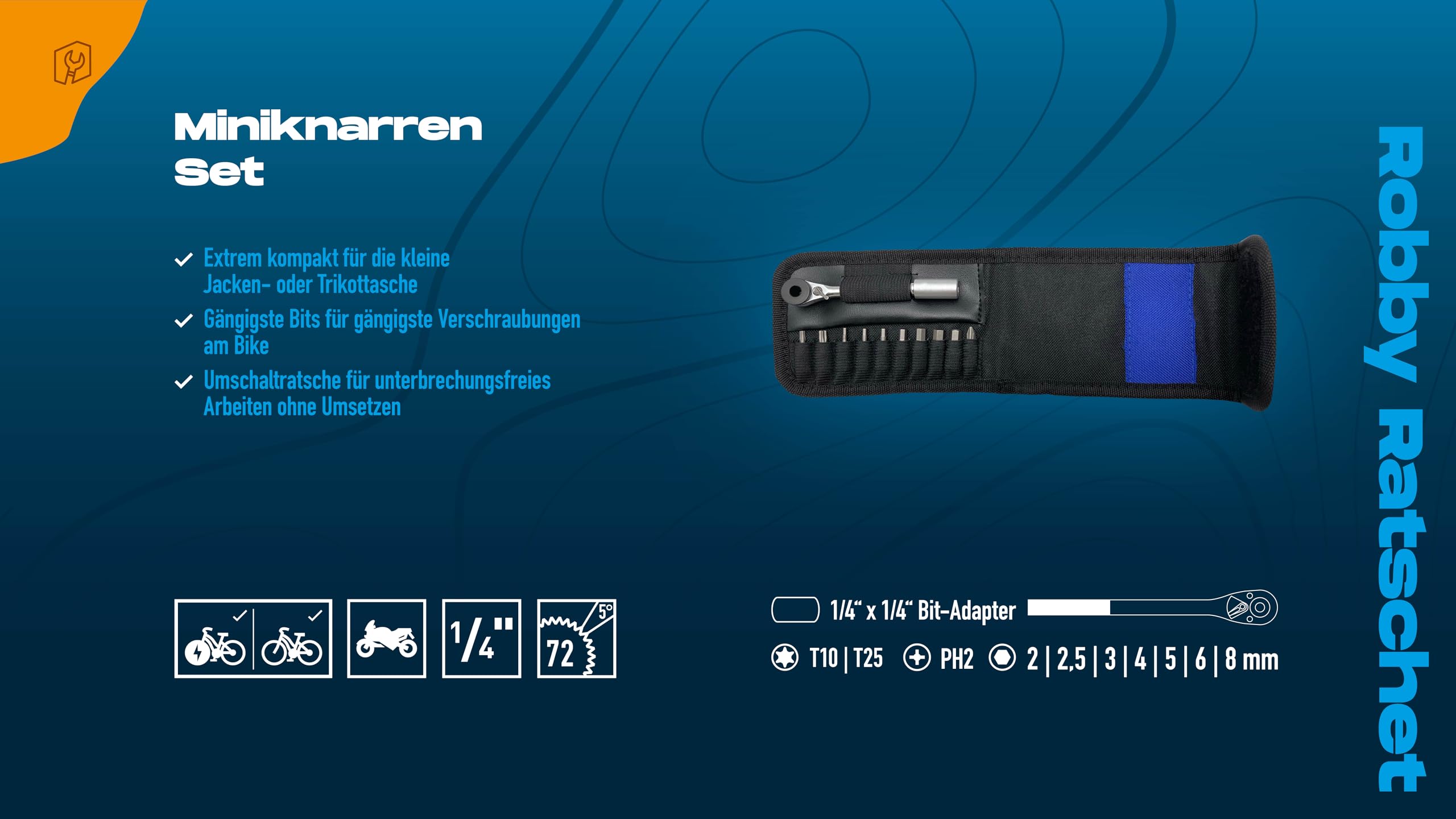 1/4" MINI-KNARREN-SET, 12-TLG BIKEBROZ, ROBBY RATCHET 12-TLG - 6