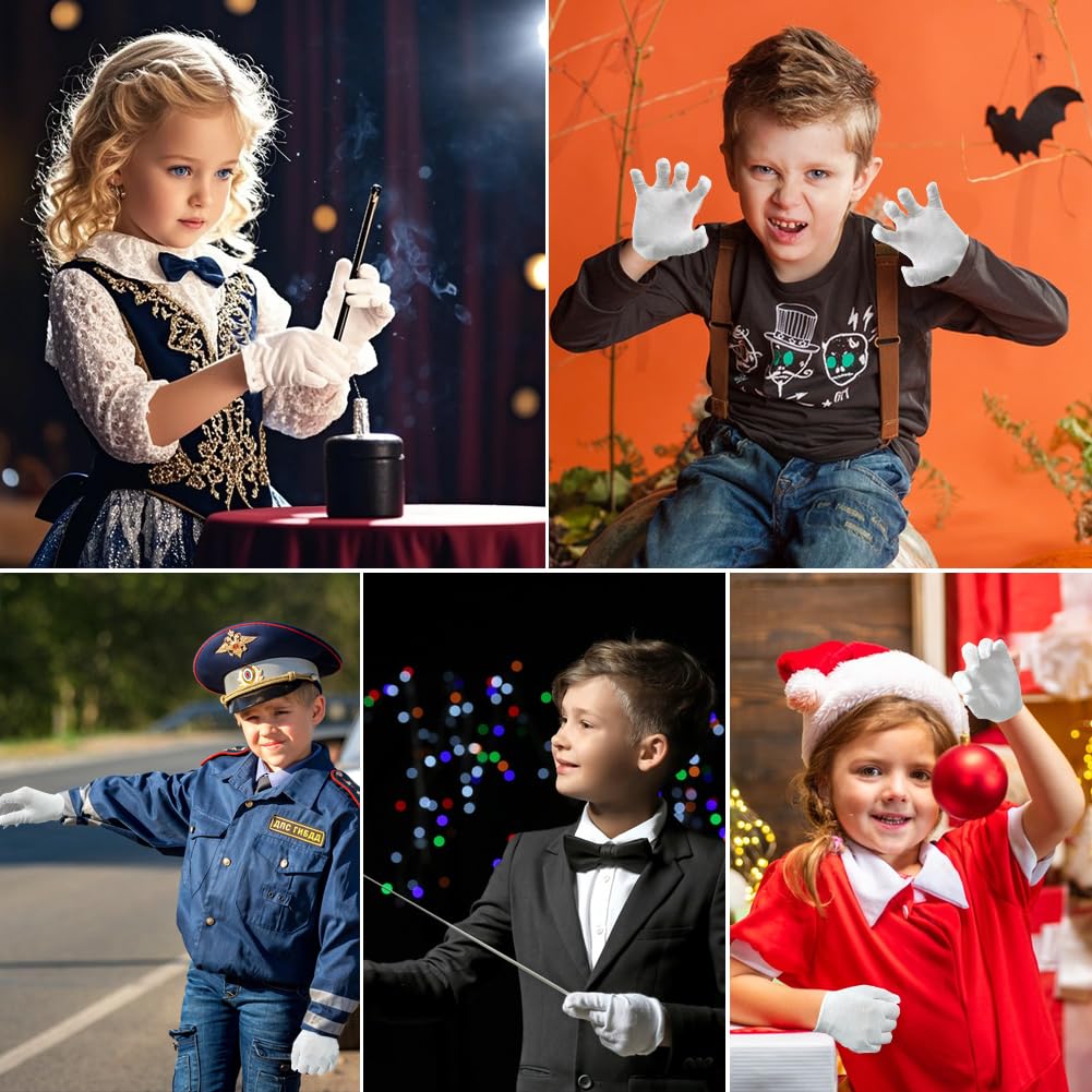 Guanti in Cotone Bianchi Bambini, 4 Paia Lavabili e Riutilizzabili in Cotone Guanti Idratanti per Mani Asciutte Eczema Notte per i Bambini (3-5 Anni)
