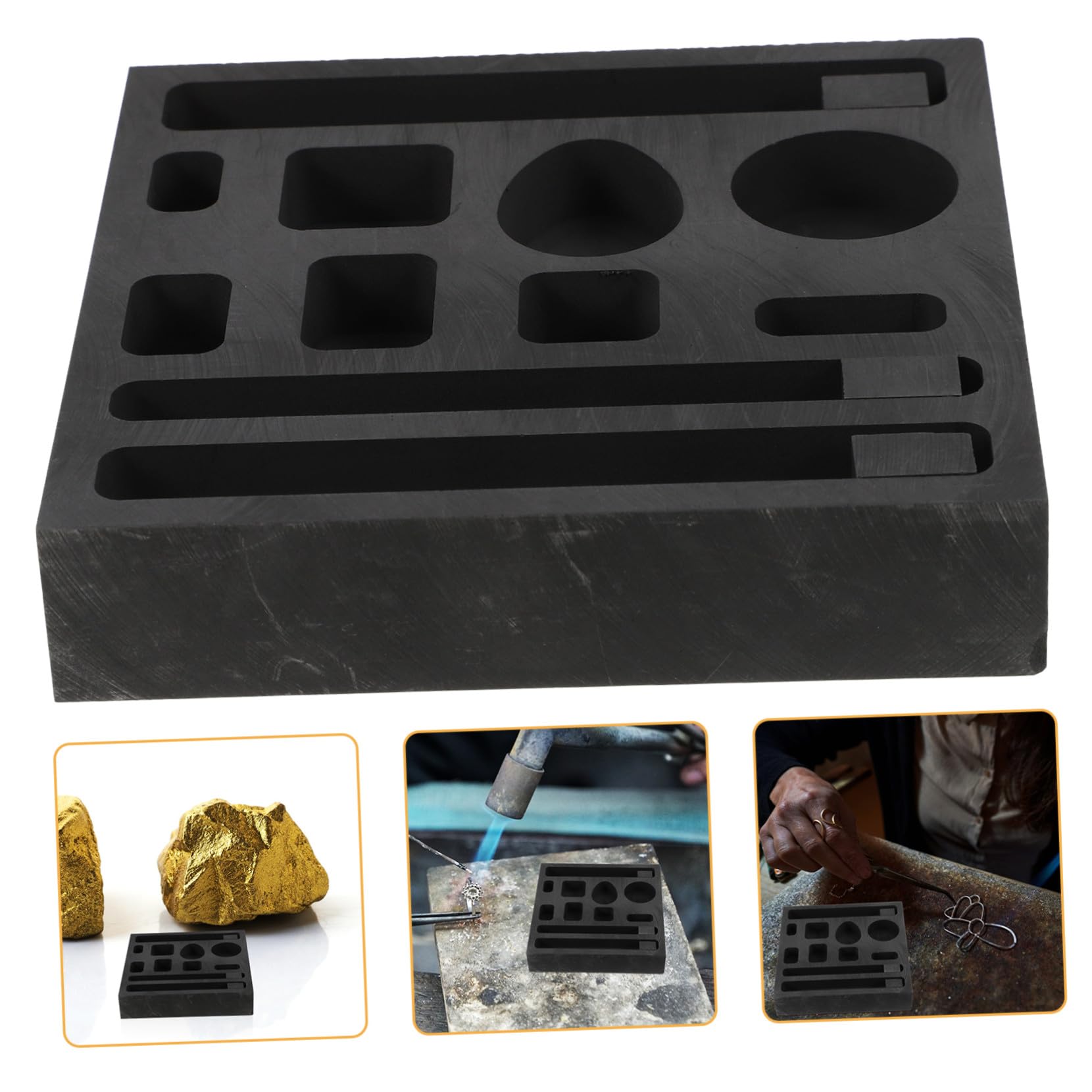 TEHAUX Molde De Lingotes De Grafito De Alta Densidad 10X10X0.83 Pulgadas Molde De Joyería Para FundicióN Y RefinacióN De Metales Herramienta Para Talleres Y Artesanía MetalúRgica