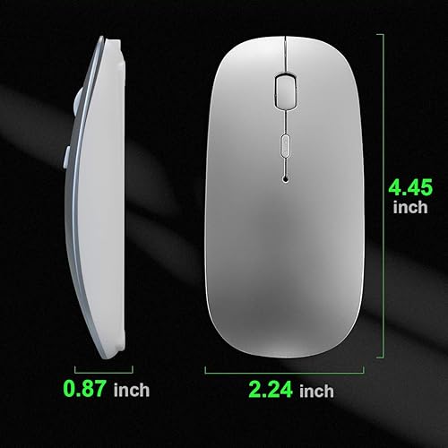 Miniatura 7 de SUNGI Ratón Bluetooth inalámbrico recargable de doble modo (Bluetooth 5.0+USB), silencioso delgado con mouse de computadora DPI ajustable para