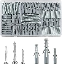230 Pieces Wall Screws and Dowels Kit (115 x Expansion Anchor, 115 x Concrete Wall Mount Screws), Self Drilling Self Tapping Screws and Dowels for Masonry Brick