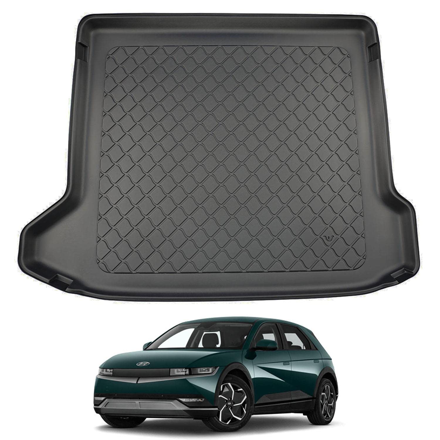 NOMAD Hyundai Ioniq 5 (2021+) Boot Liner Premium Tailored Fit Car Floor Mat Protector Easy Install Non Slip Thermoplastic Waterproof Dog & Pet Friendly Raised Edges Compatible Custom Fit Accessory
