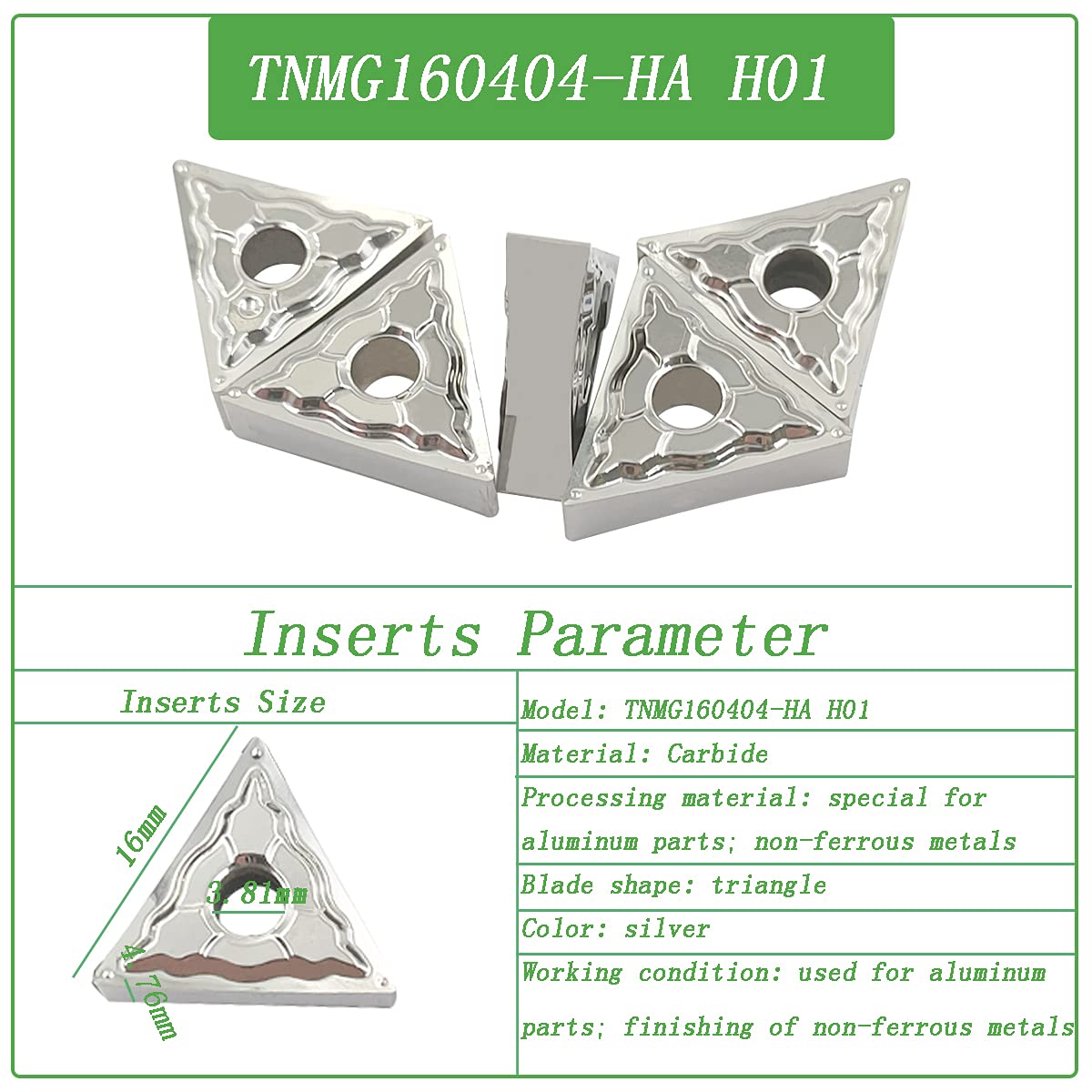 10 Inserti In Carburo MGGN300-M H01 Per Lavorazione Alluminio, Rame, Plastica – Alta Resistenza