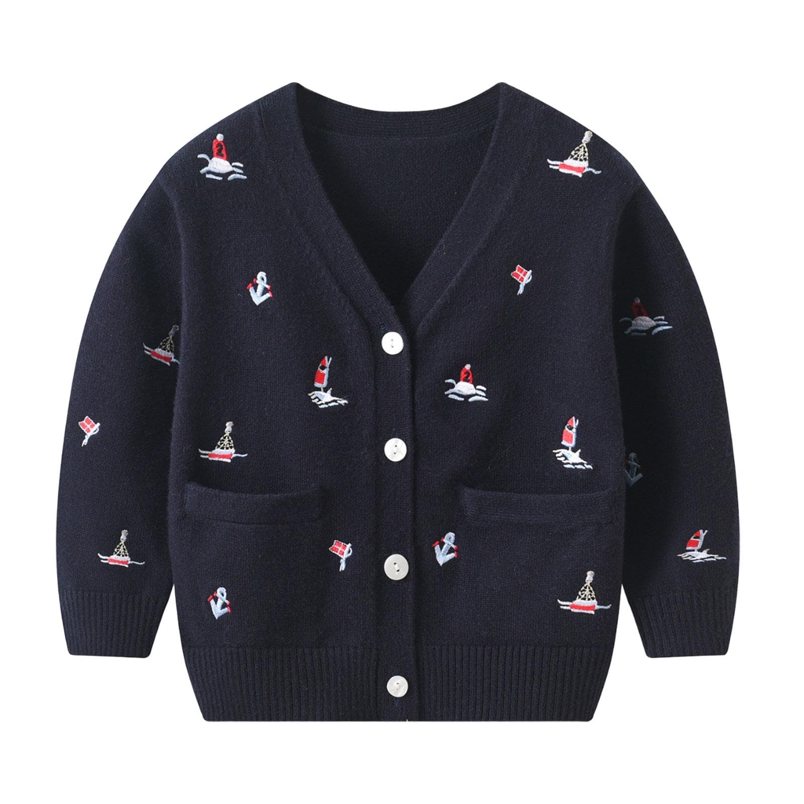 Boys Cardigan Sweater Soft Long Sleeve Navy Jacket for Infants Children Baby for Height 73cm-image-39