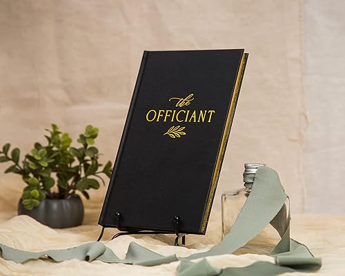 Vista 31 de MUUJEE Wedding Officiant Book - Black Gold Embossed Hardcover Journal Notebook Pastor Sermon Notes Officiant Gift - Wedding Gift Ideas (Design 1)