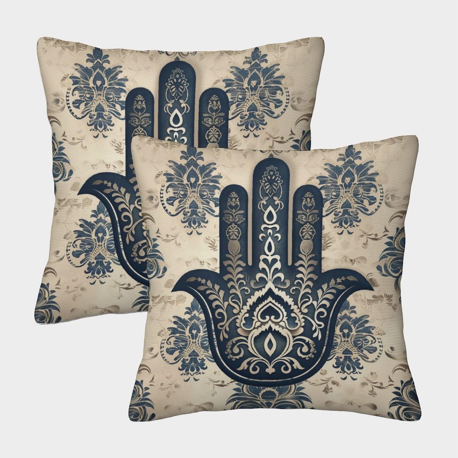 kaiyun 2 Pack Elegant Hamsa Luxury Digital Printed Soft 3D Themed Square Cushion Cover 40x40cm