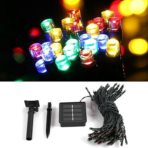 Miniatura 7 de Hann Guirnalda de 30 luces LED solares, 20 pies, luces coloridas de gota de agua, luces de hadas de lluvia, luces estrelladas, luces solares