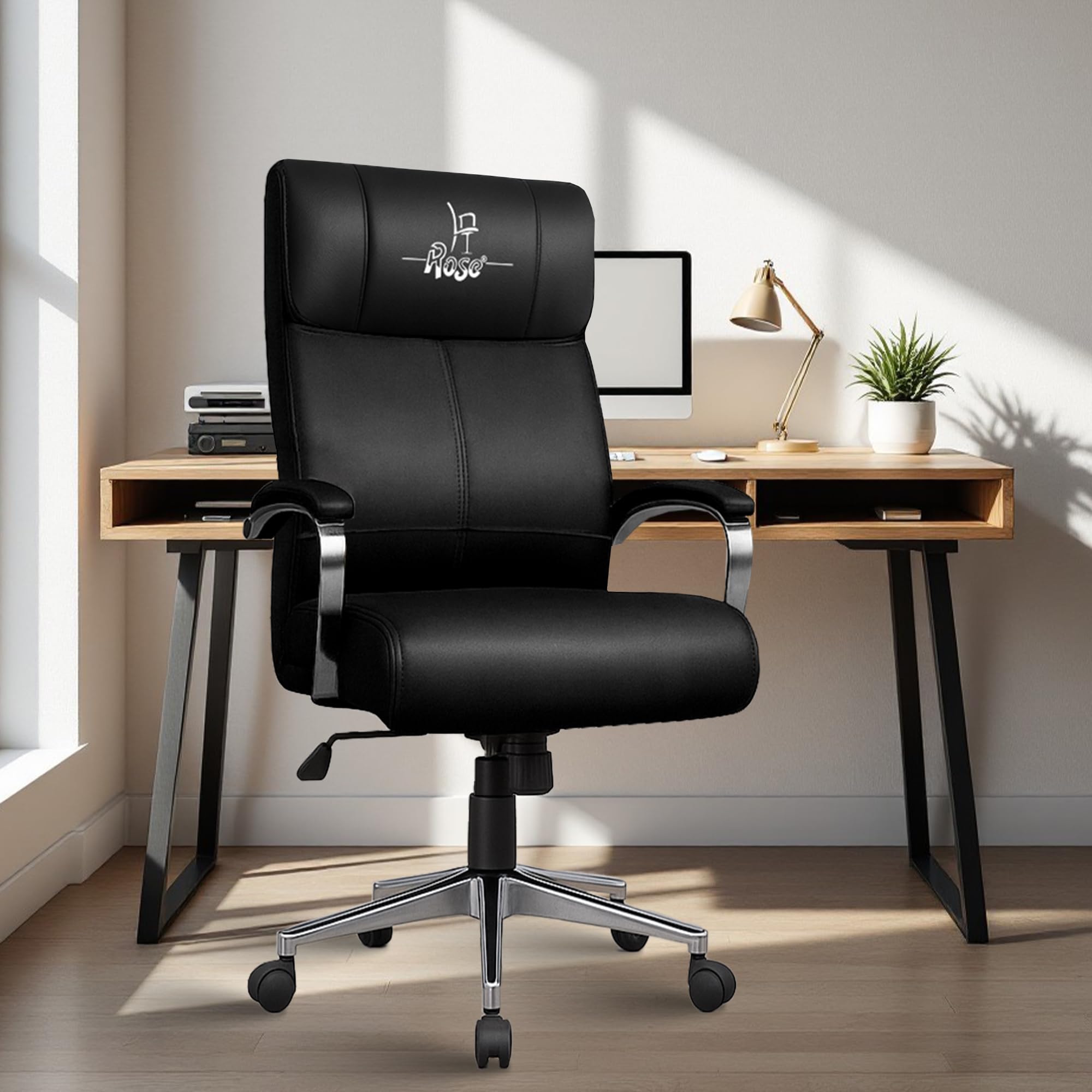 ROSE® Zeel Executive High Back Revolving Office Chair with Color Options, Integrated Lumbar Support with Comfortable Seating, 3 Years Brand Warranty (Black)