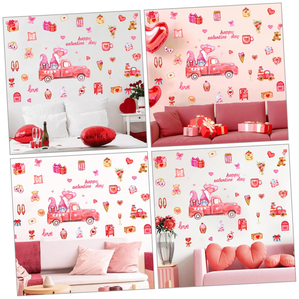 Housoutil 4 Blätter Wandtattoo Zum Valentinstag Wanddekoration Gold Tapeten Fenster Wandtattoos Als Heimdekoration Nagelaufkleber Wichtel-aufkleber Zum Valentinstag Haken Abziehbilder Pvc