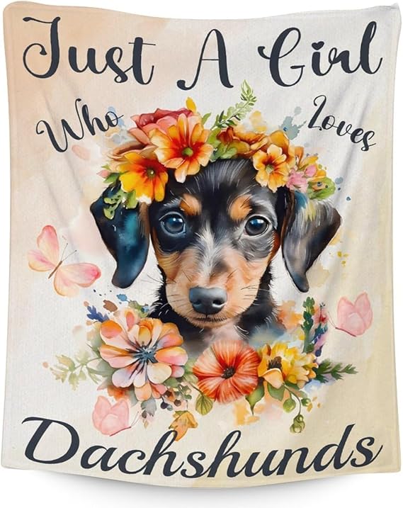 Dachshund Throw Blanket for Dachshund Lovers - 30x40 Inches Lap Size - Soft Fluffy Cozy Blankets Gift - Colorful Cute Blanket Throws for Couch, Work