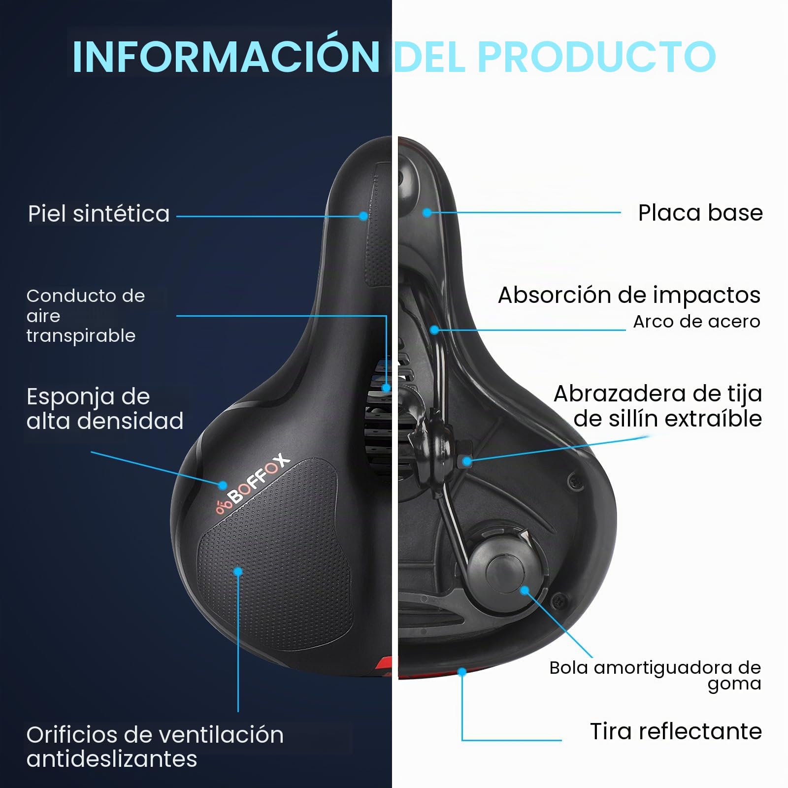 Sillín de Bicicleta para Hombre y Mujer con cómodo y Suave Espuma viscoelástica de Gel ergonómico, cómodo Asiento de Bicicleta para MTB, Bicicleta de Carretera, Trekking