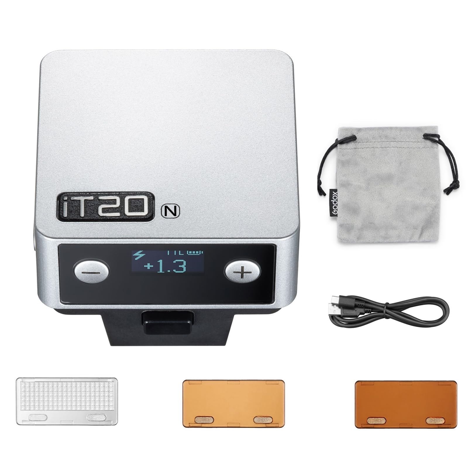 GODOX iT20N TTL Speedlite 700 Flash à pleine puissance 1,5 s Temps de recharge 1/8000s HSS Flash avec diffuseurs magnétiques et filtres de couleur pour appareils photo Nikon (argent)
