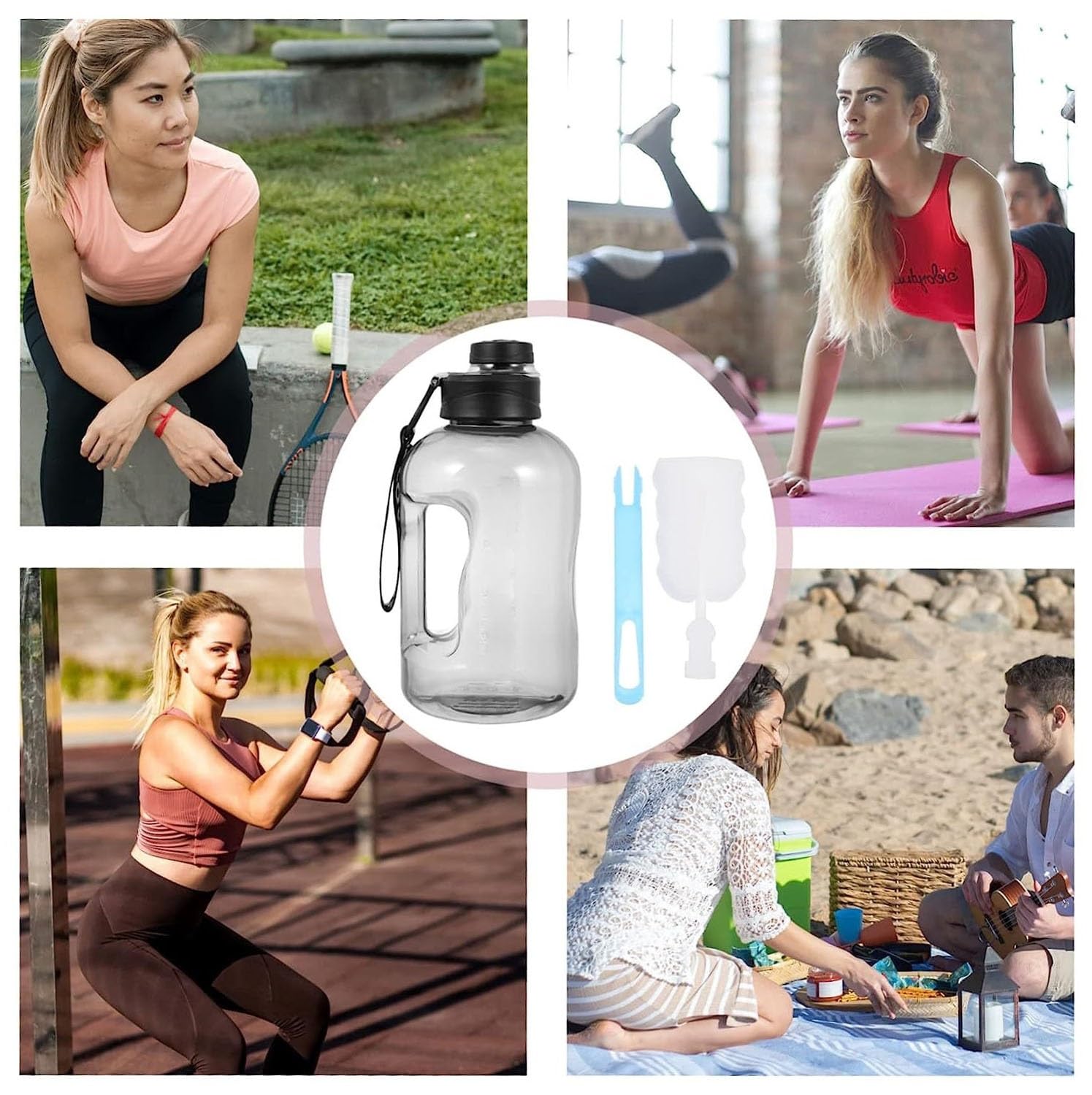 Bouteille d'eau Bouteille d'eau de Sport Conteneur d'eau Bouteille d'eau de Camping Bouteille d'eau de vélo Bouteille d'eau Portable de Remise en Forme en Plein air Gourde(Gray)